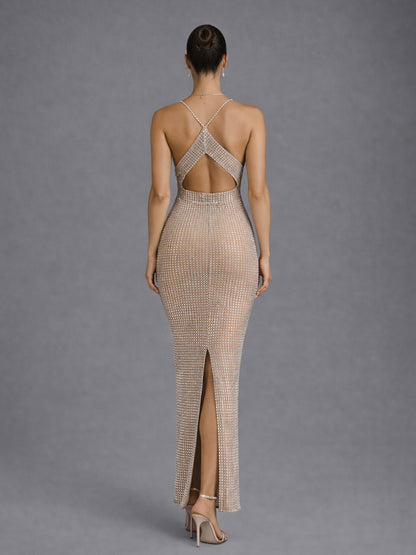 Mariella Sparkling Diamond Hollow Maxi Dress
