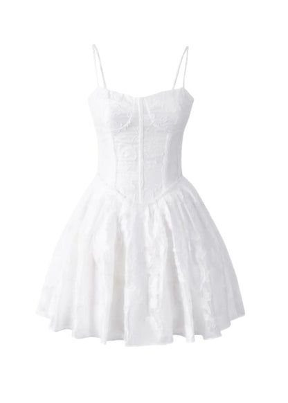 Satin Corset Mini Dress With Floral Jacquard