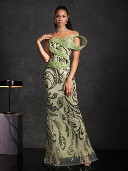 Sabrina Strapless Rhinestone Maxi Dress