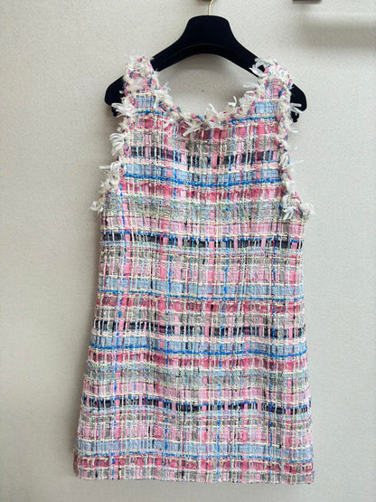 CC Tweed Vest Dress Pink Cotton Polyamide 237351