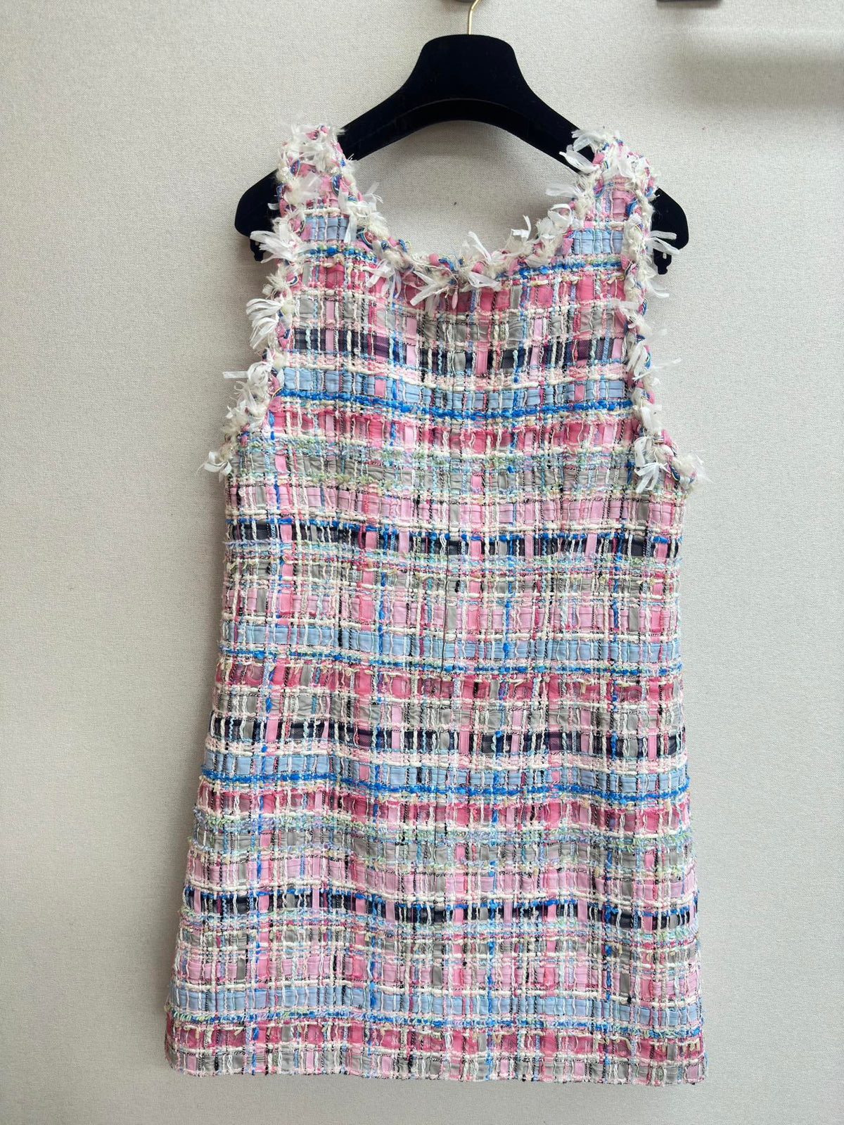 CC Tweed Vest Dress Pink Cotton Polyamide 237351