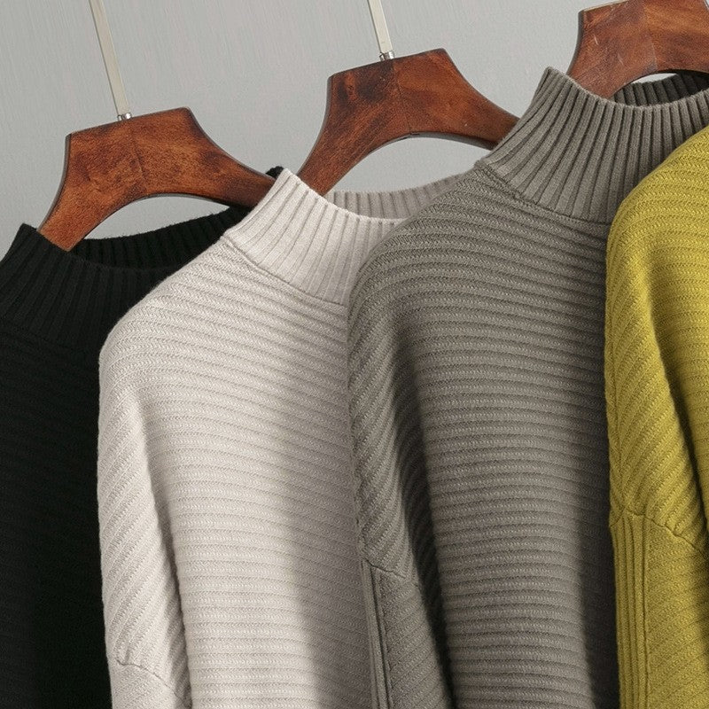 Solid Color Pullover Turtleneck Sweater