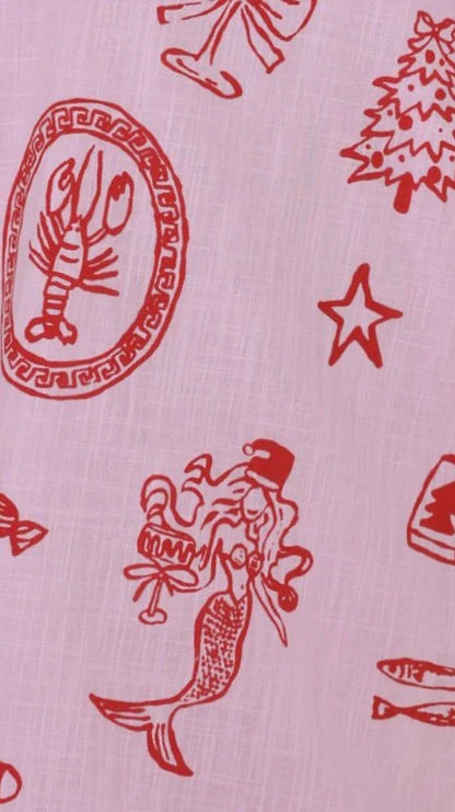 Marcel Maxi Dress - Pink Festive Print