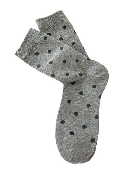 Rufia - Gray Floral Bow Mid-Calf Socks for Women