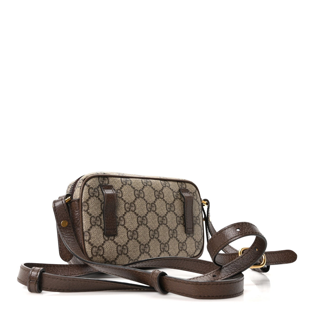 GG Supreme Monogram Textured Dollar Calfskin Web Mini Ophidia Convertible Shoulder Bag Beige Ebony New Acero