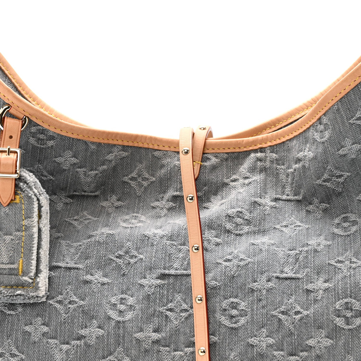 Monogram Denim CarryAll MM Washed Grey