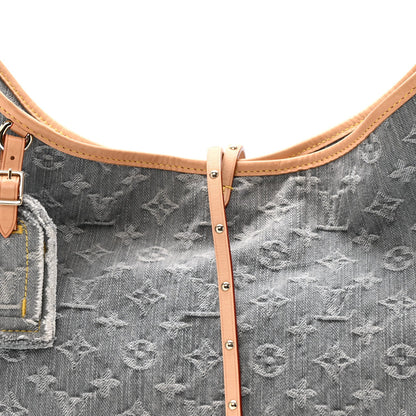 Monogram Denim CarryAll MM Washed Grey