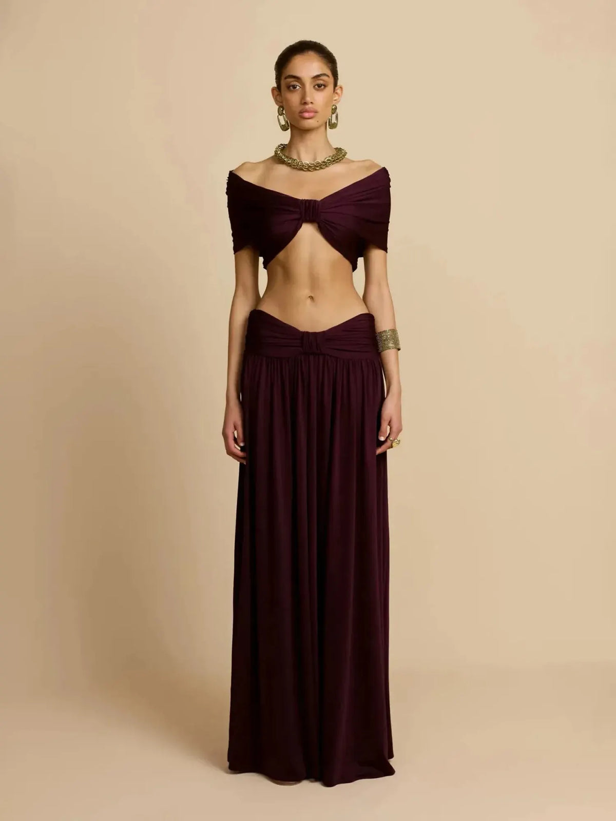 Bellamy Top And Skirt Set In Plum