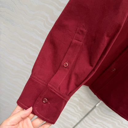 Miu SS26 Light Denim Shirt Amaranth Red Cotton 346164