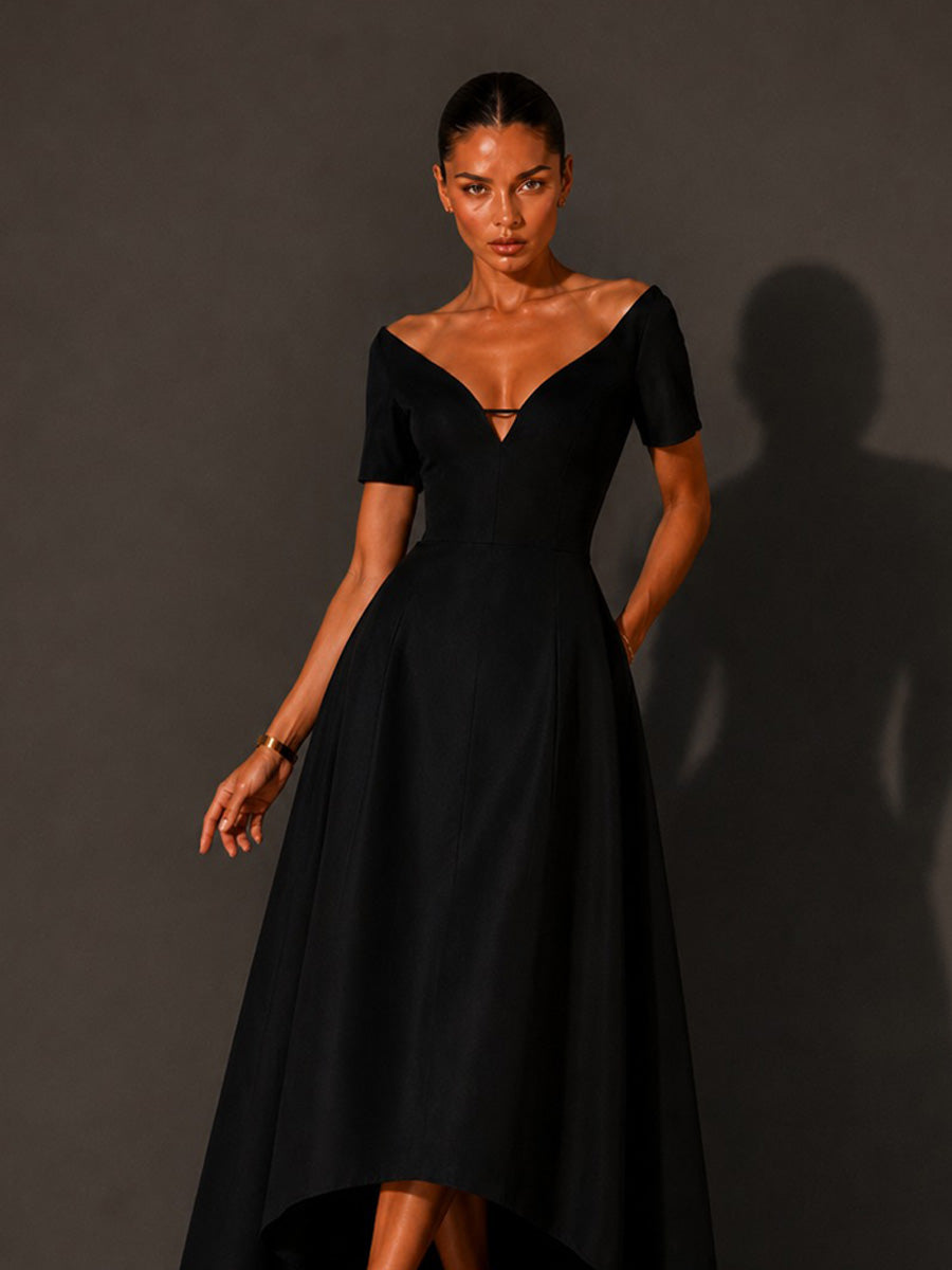Aurora V-Neck Maxi Dress with Tulip Hem