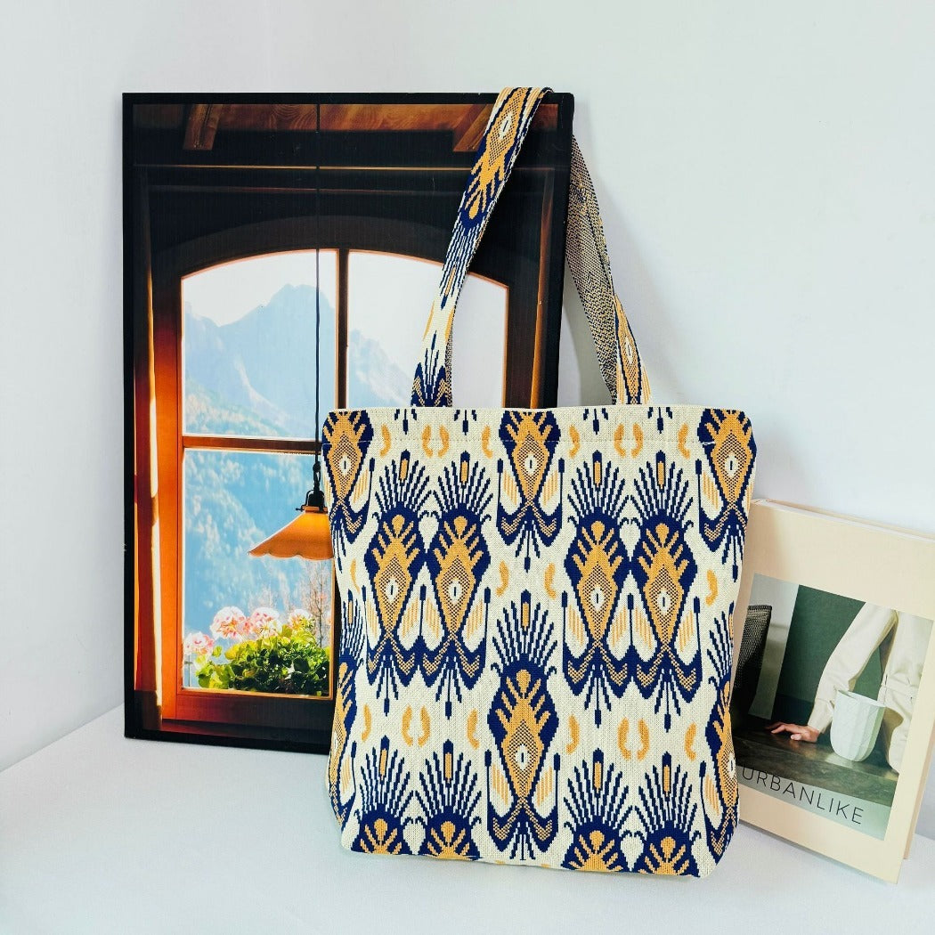 Cosbai - Atlas Print knit Shoulder Bag - Spacious &amp; Vintage