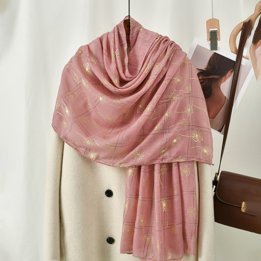 Scarvii - Golden Dandelion Printed Scarf - Stylish &amp;Soft