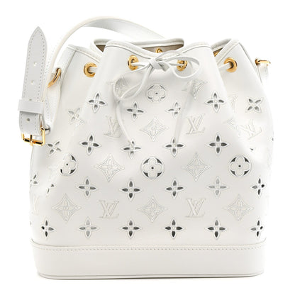 Calfskin Monogram Cutout Petit Noe White