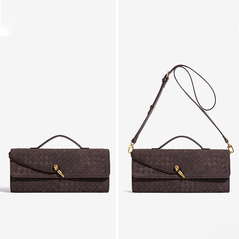 Vintage Woven Evening Satchel Suede Handbag