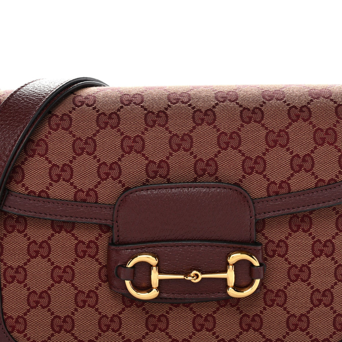 Monogram Textured Dollar Calfskin Horsebit 1955 Shoulder Bag Sahara Rubino Chardonnay