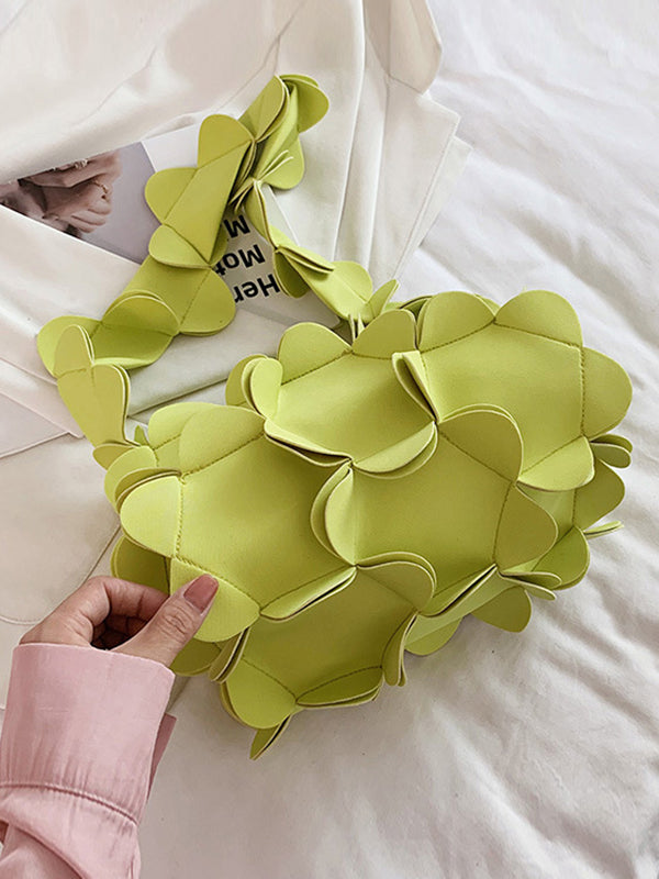 Flower Shape Solid Color Zipper Crossbody Bags