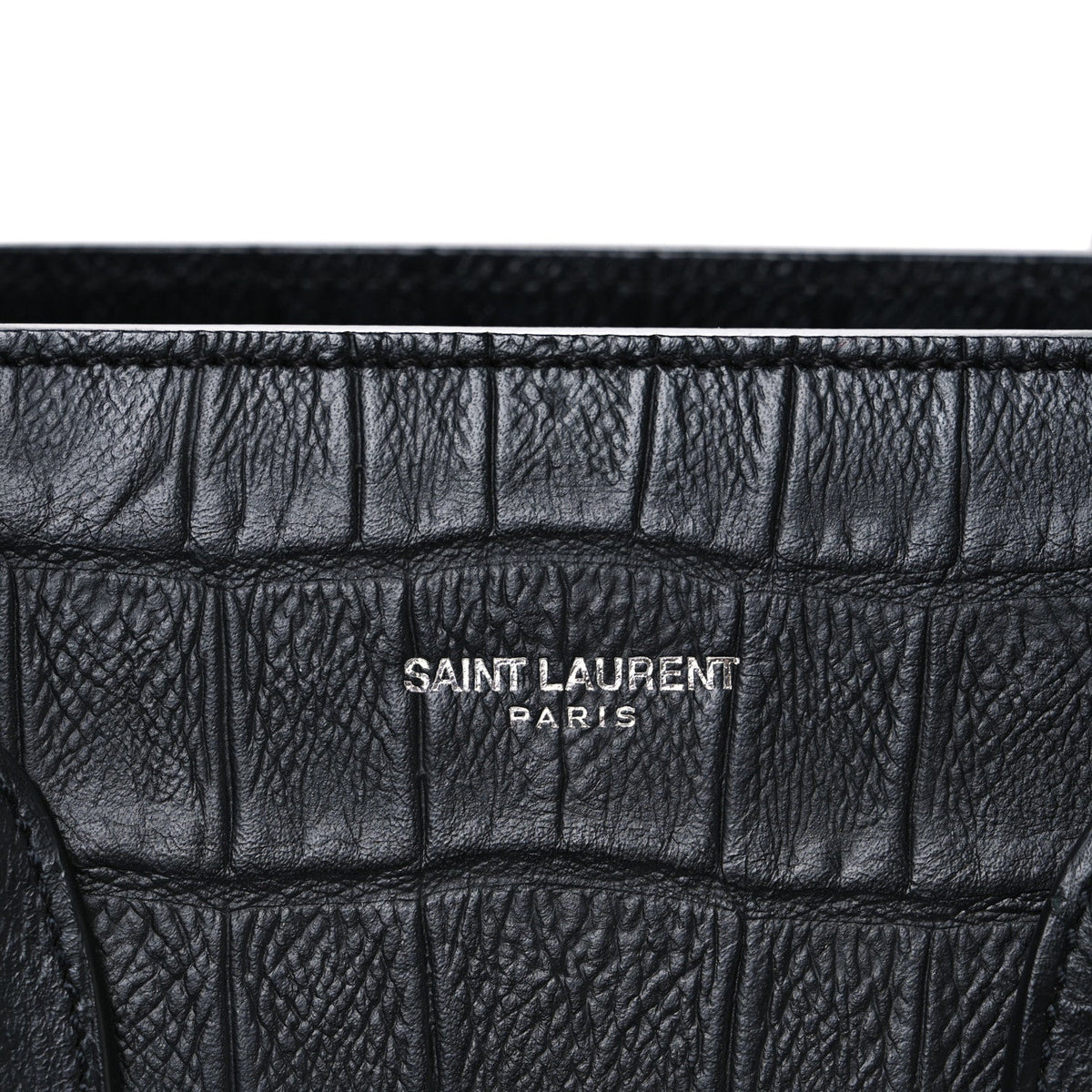 Calfskin Crocodile Embossed Small Sac de Jour Black