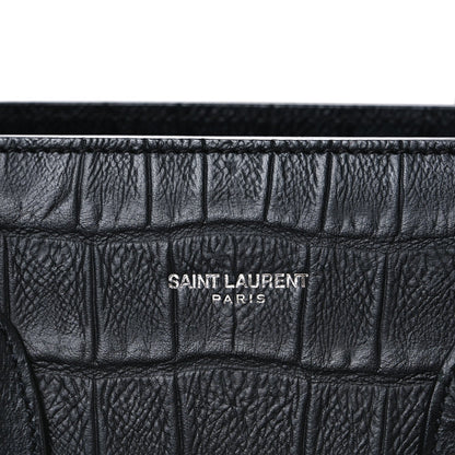 Calfskin Crocodile Embossed Small Sac de Jour Black