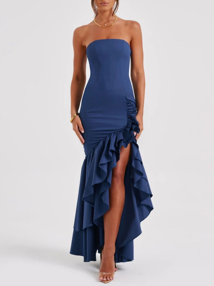 Brianna Strapless Ruffled Mermaid Maxi Dress
