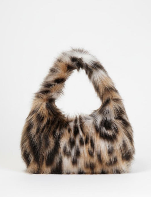 Winter Leopard Print Fluffy Underarm Handbag
