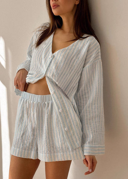 Striped Cotton Lounge Set With Relaxed Fit