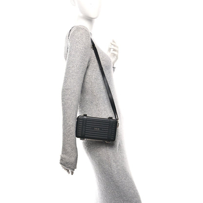 X RIMOWA Aluminum Personal Clutch On Strap Black