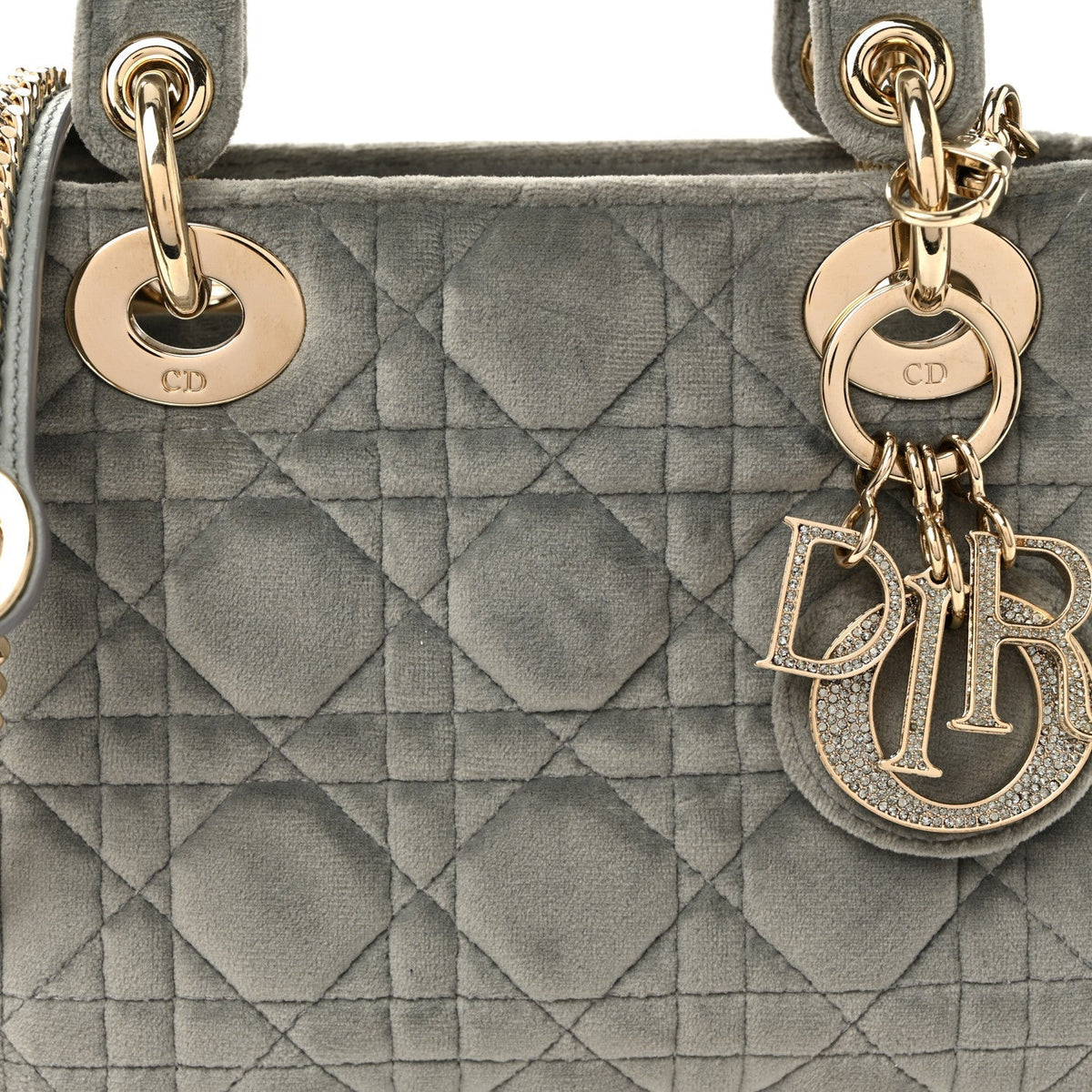 Velvet Mini Lady Dior Gray