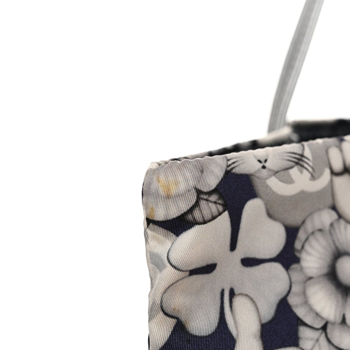 Nylon Cat Emoticon Tote Navy Silver