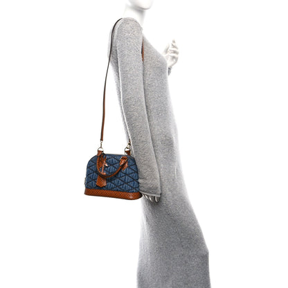 Denim Calfskin Reverse Monogram Malletage Alma BB Blue