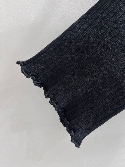 CC 26S Ribbed Knit Short-sleeve Black Linen Cotton 349010