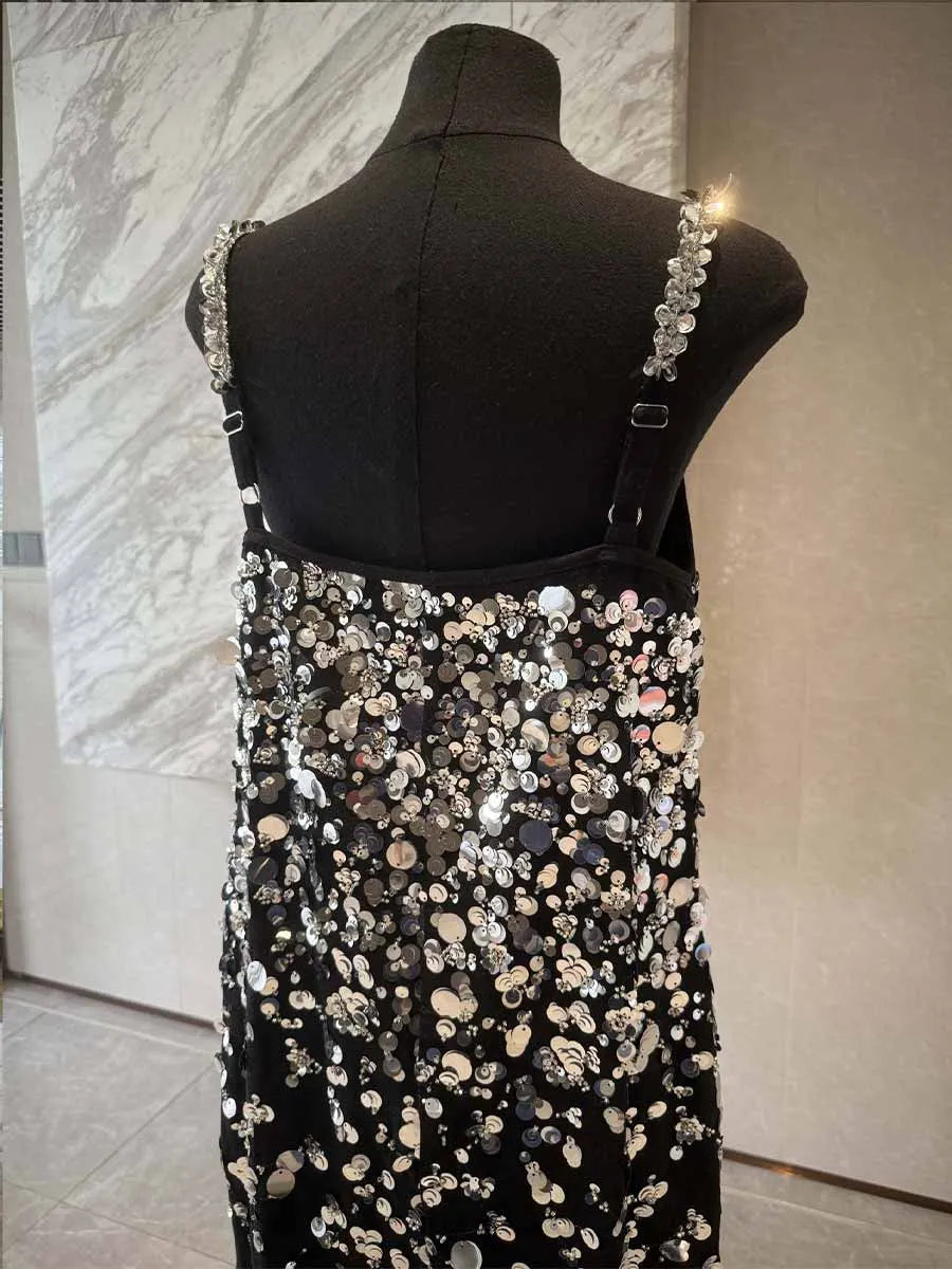 Romina Sequined Beaded Maxi Dress