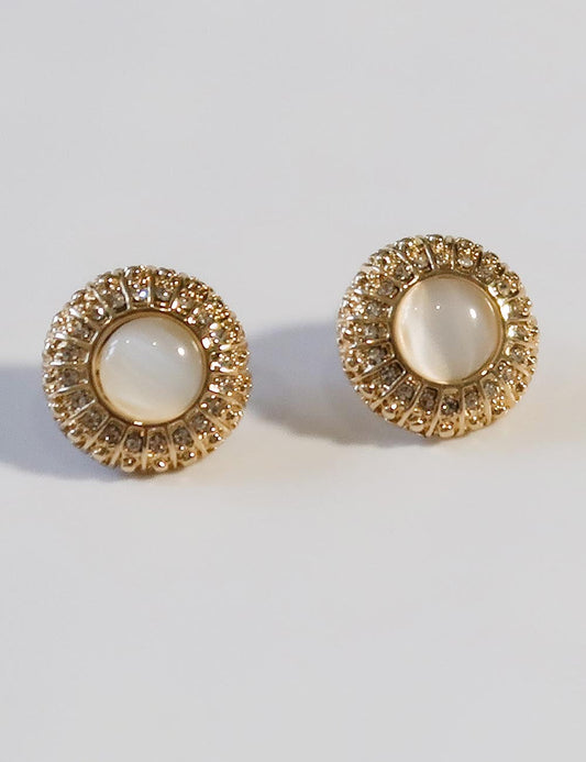 Round Catâs Eye Stone Clip-On Earrings
