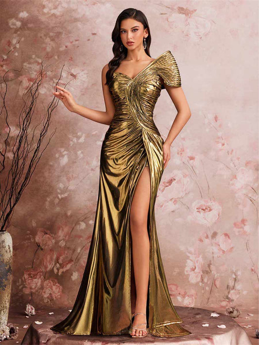 Coraline Elegant Pleated Maxi Dress