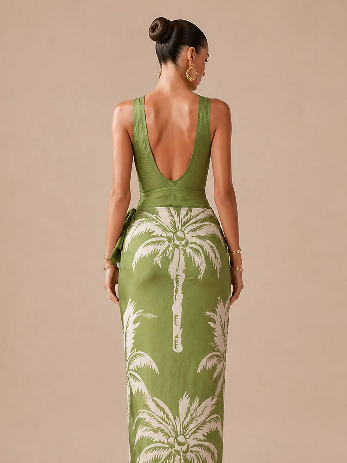 Victoria Printed Swimsuit Set In Green
