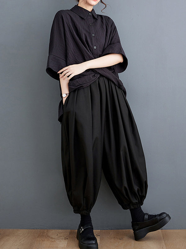 Bloomers Loose Drawstring Solid Color Casual Pants Bottoms