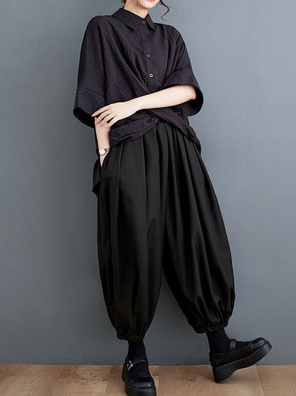 Bloomers Loose Drawstring Solid Color Casual Pants Bottoms
