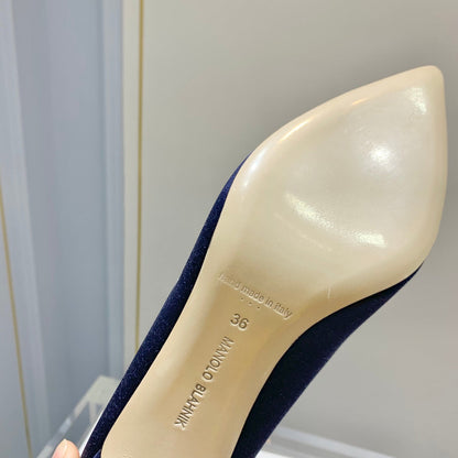 Manolo Women's Nadira Pumps 70 Blue Satin