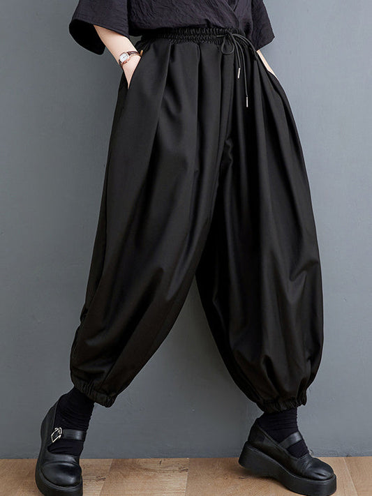Bloomers Loose Drawstring Solid Color Casual Pants Bottoms