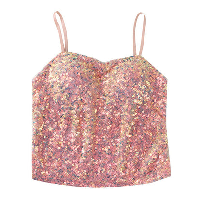 Vesty - Glitter Strappy Party Top With Built-In Padding
