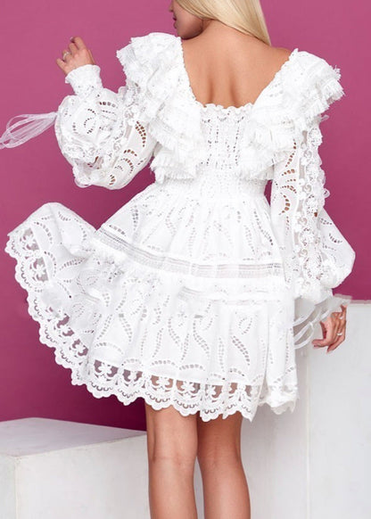 Puff Sleeve Cotton Broderie A-Line Mini Dress