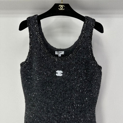 CC 26C Vest Dress Dark Grey Sequin Tweed 349039