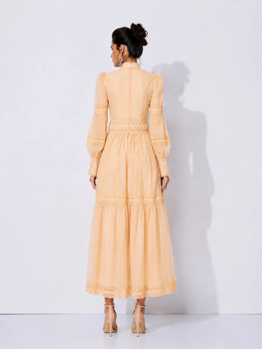 Catalina Organza Puff-Sleeve Maxi Dress