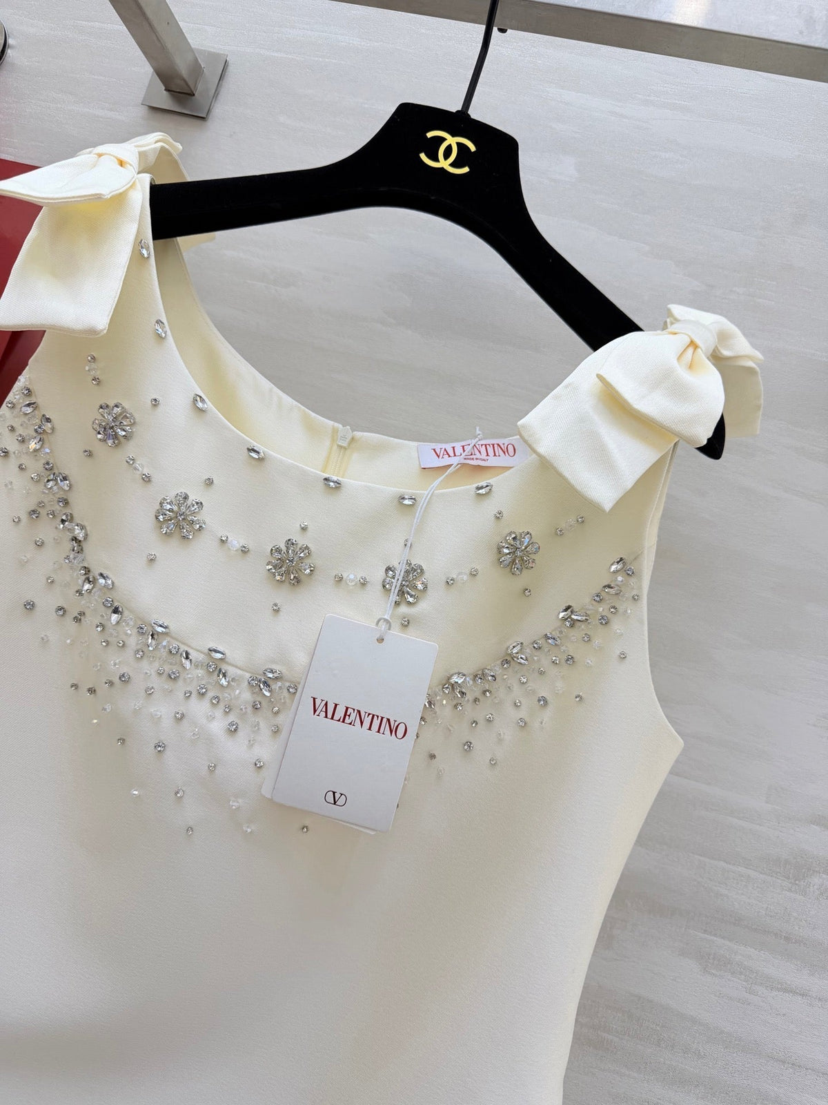 Valen 26s Rhinestone Beaded Dress White Cotton 344749