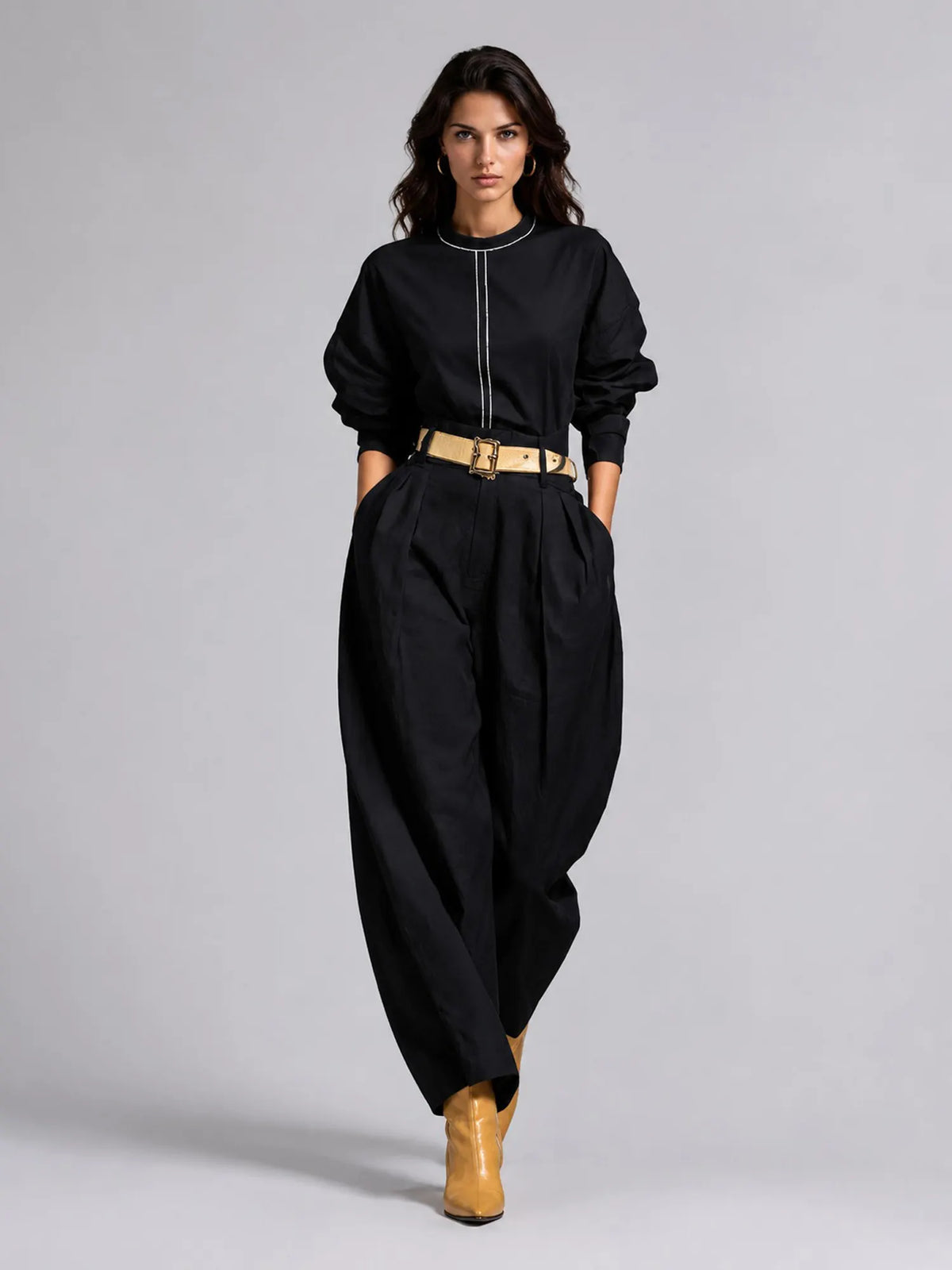 Brooklyn Simple Style Loose Long-sleeved Two Piece Set