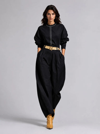 Brooklyn Simple Style Loose Long-sleeved Two Piece Set
