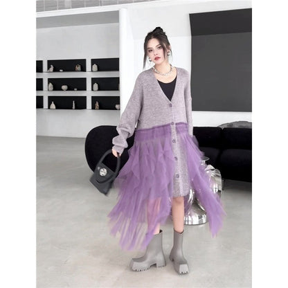 Knit Mesh Sweater Dress