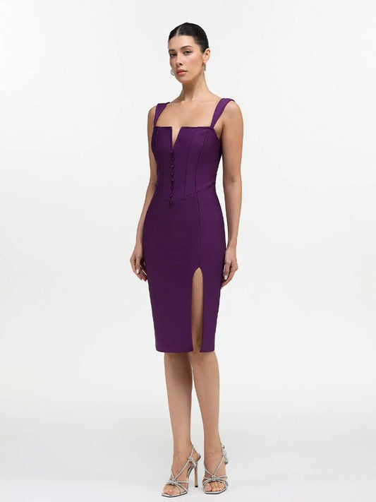 Milena Button Front Bandage Midi Dress