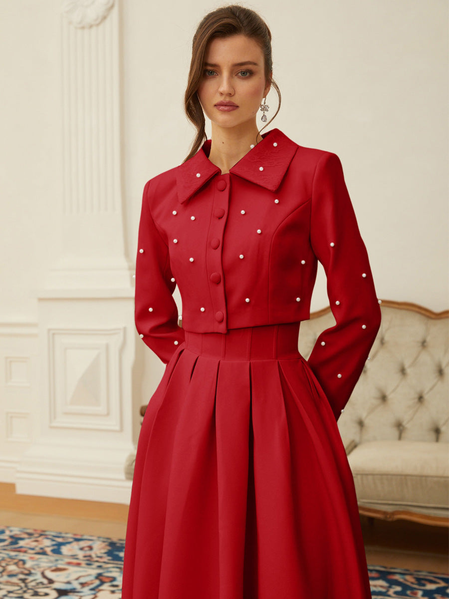 Brooklyn Pearl Jacket & Pleated Skirt Set