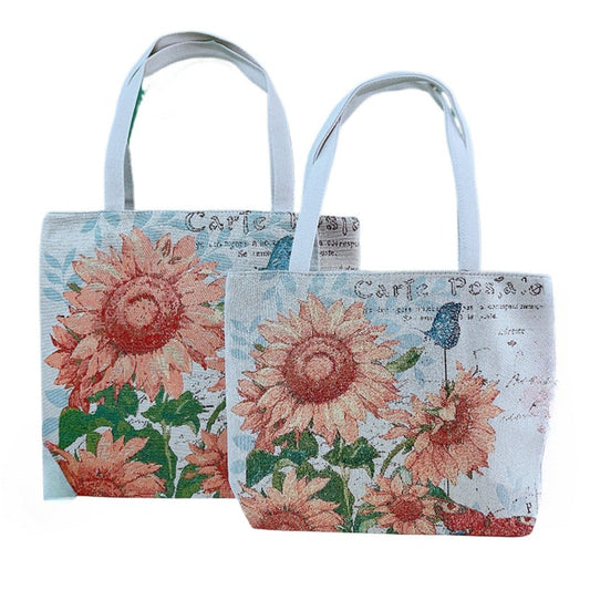 Cosbai - Sunflower and Butterfly Tote Bag - Durable
