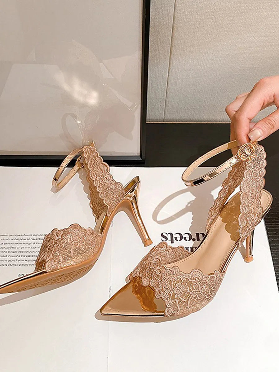 Rafaela Lace Pointed-Toe High-Heel Sandals